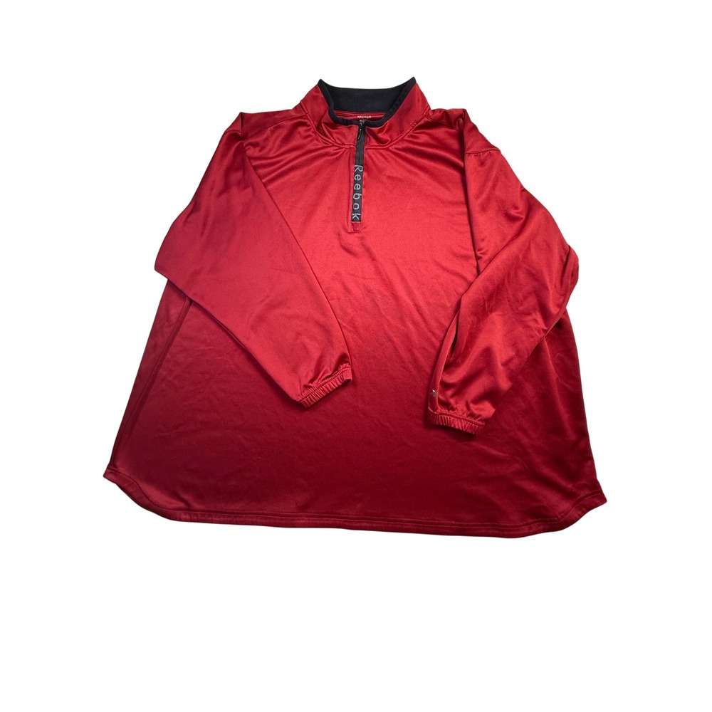 Reebok Mens PlayDry Quarter Zip Pullover Red Athletic Training Top Size 4XL-2612
